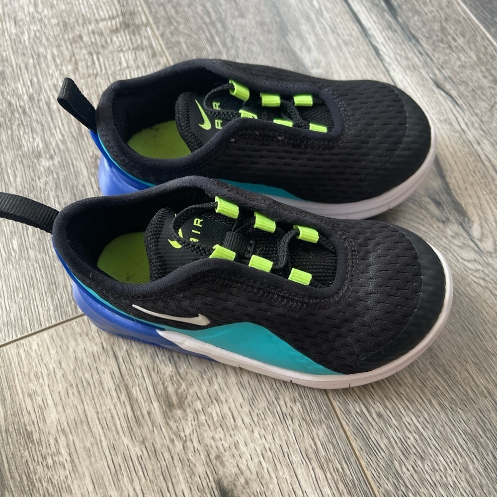 Nike Kids' Black & Teal Slip-On Sneakers with Neon Green Accents - Picture 2 of 7